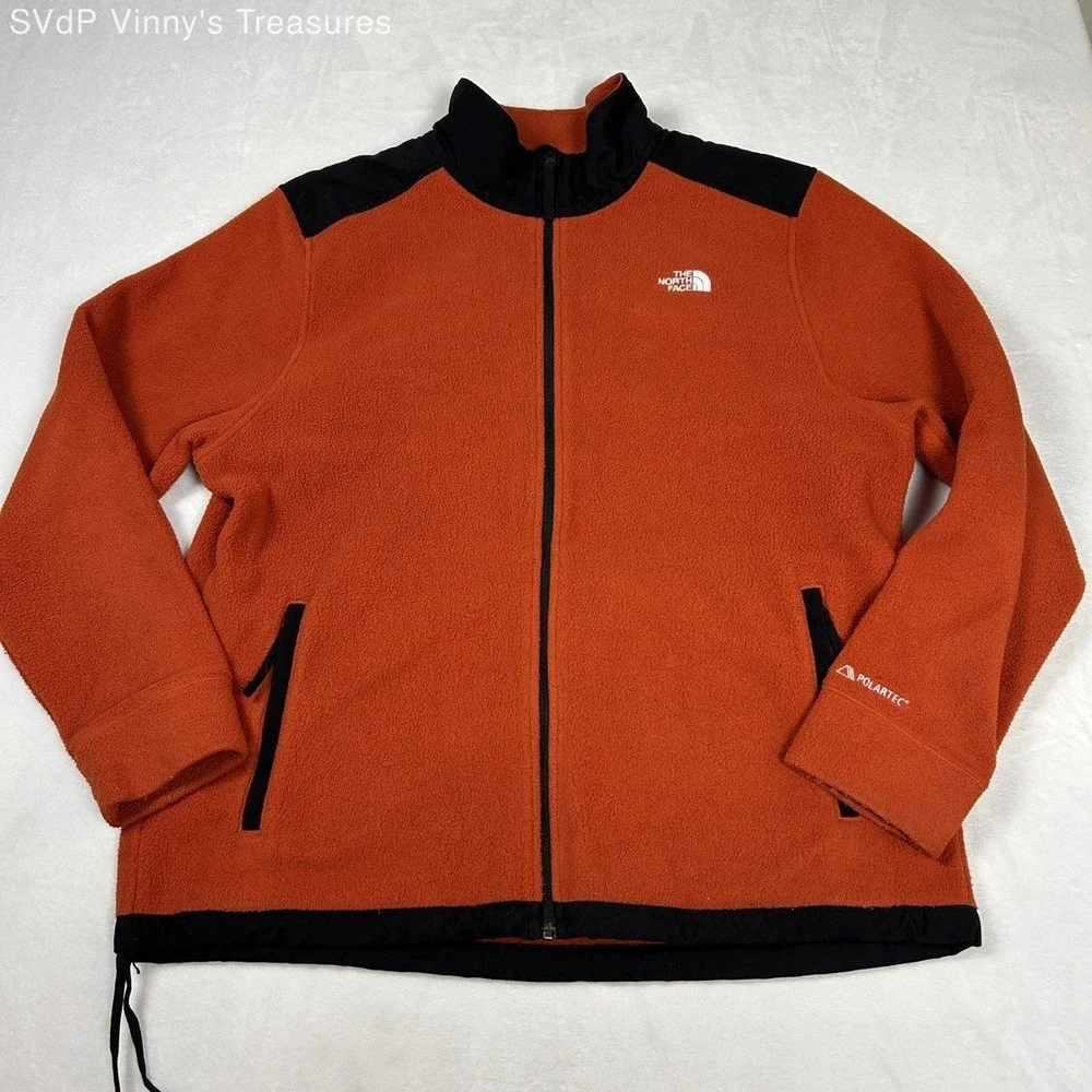 The North Face Men's Denali Fleece Jacket Orange Black Polartec Full Zip Sz XL
